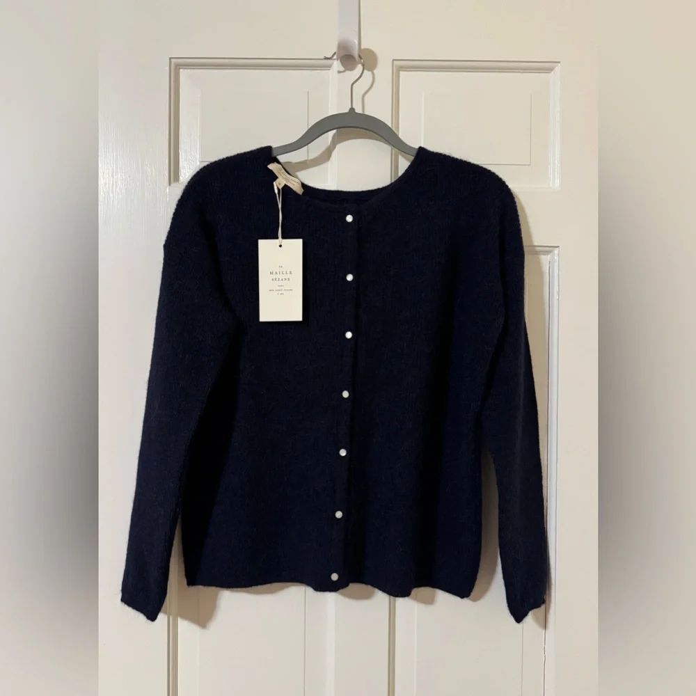 Sézane GASPARD Cardigan in Navy size Medium New with Tags - Picture 2 of 5